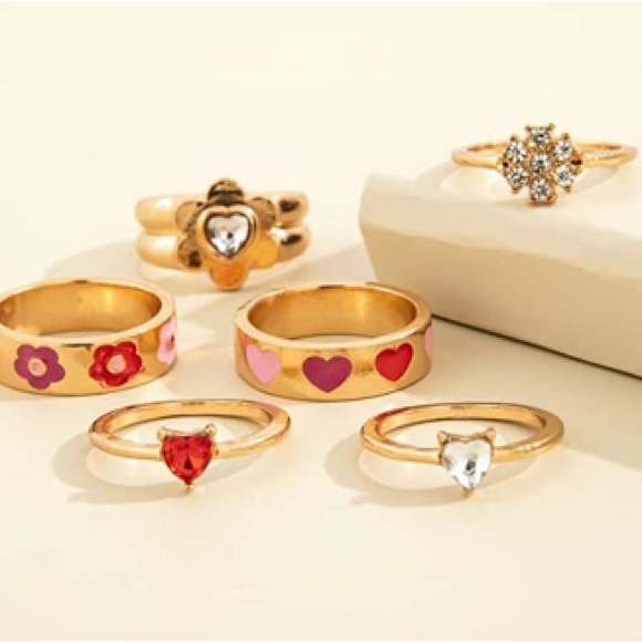 6PC Gold Stackable Ring Set - Picture 2 of 4